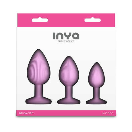 INYA Triple Ace Plug Kit Blush features three silicone anal plugs in varying sizes for enhanced pleasure.