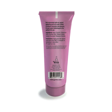 B-Luvd Vaginal Tightening Gel 2 Oz tube with instructions and ingredient list on back label.