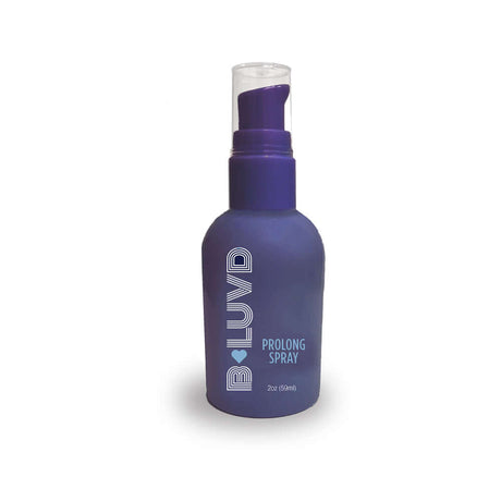 B-Luvd Prolong Spray 2 Oz bottle designed to enhance intimate moments with gentle desensitizing effect.