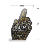 Midas Silicone Lube 3 ml Pouch in a fun hand-shaped container showcasing silicone lubricant.