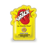 Smack Lickable Massage Oil 3 ml Pouch Passion Fruit packaging featuring vibrant design and flavor details.