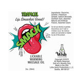 Smack Lickable Massage Oil 3 ml Pouch Tropical packaging featuring tropical flavors and vibrant design.