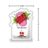 Smack Tarts Lickable Lube Sour Cherry 3 ml Pouch packaging featuring tart flavored design and dimensions.