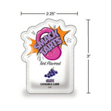 Smack Tarts Lickable Lube Sour Grape 3 ml Pouch with vibrant packaging and dimensions.