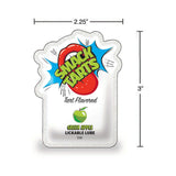 Smack Tarts Lickable Lube Sour Green Apple 3 ml Pouch with vibrant packaging and tart flavor illustration.