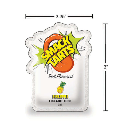Smack Tarts Lickable Lube Sour Pineapple 3 ml Pouch packaging featuring tart flavored design and pineapple graphic.