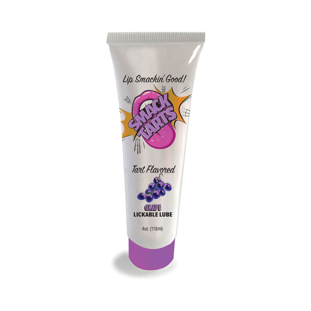 Smack Tarts Lickable Lube Sour Grape 2 Oz tube with vibrant packaging and grape flavor information.