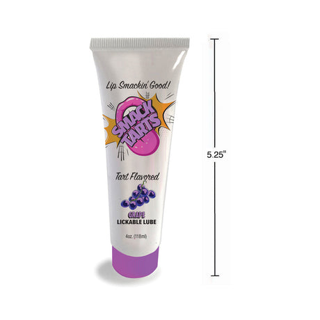 Smack Tarts Lickable Lube Sour Grape 2 Oz tube with colorful design and measurements.