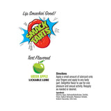 Smack Tarts Lickable Lube Sour Green Apple 2 Oz packaging with directions and flavor description.