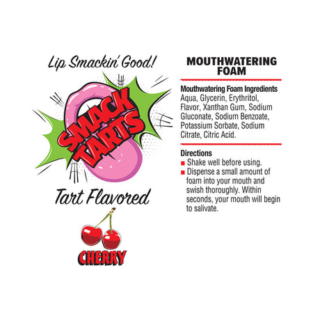 Smack Tarts Mouthwatering Foam Sour Cherry 2.7 Oz packaging with ingredients and directions for use.