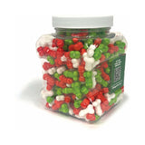 Eat A Jar of St Nicks Dicks Candies 1 lb Jar filled with festive red, white, and green penis-shaped candies.