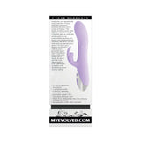 Spinderella Rechargeable Silicone Rabbit Vibrator Purple packaging with warranty details and product features.