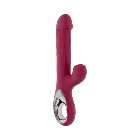 Evolved Bursting With Pleasure Vibrator Burgundy, a dual-action vibrator for deep pleasure in a burgundy color.
