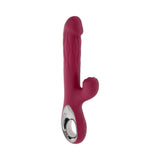 Evolved Bursting With Pleasure Vibrator Burgundy showcasing its sleek design and dual-action features for intense pleasure.