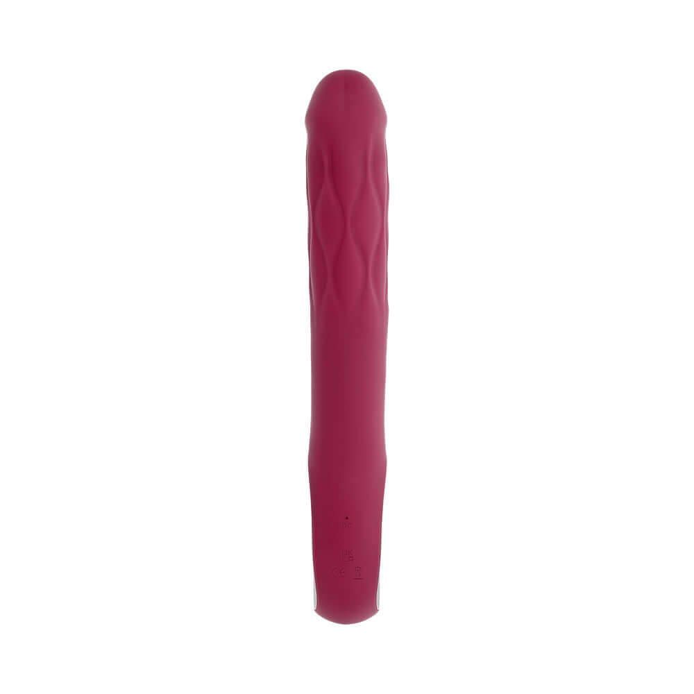 Evolved Bursting With Pleasure Vibrator Burgundy displayed from the side, showcasing its sleek design and texture.
