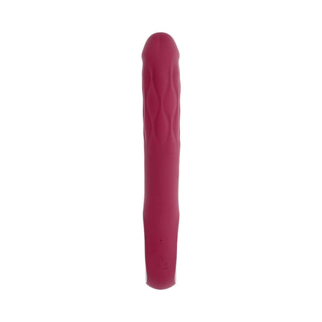 Evolved Bursting With Pleasure Vibrator Burgundy displayed from the side, showcasing its sleek design and texture.