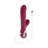 Evolved Bursting With Pleasure Vibrator Burgundy with USB charger, featuring dual-action design for ultimate pleasure.