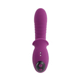 Evolved Deep Ecstasy Wild Aster G-spot Clitoral Stimulation in vibrant purple color with ribbed shaft and controls.