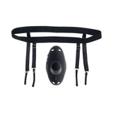 Evolved Come Closer G-spot Massager with Remote Black in black color with adjustable harness straps.