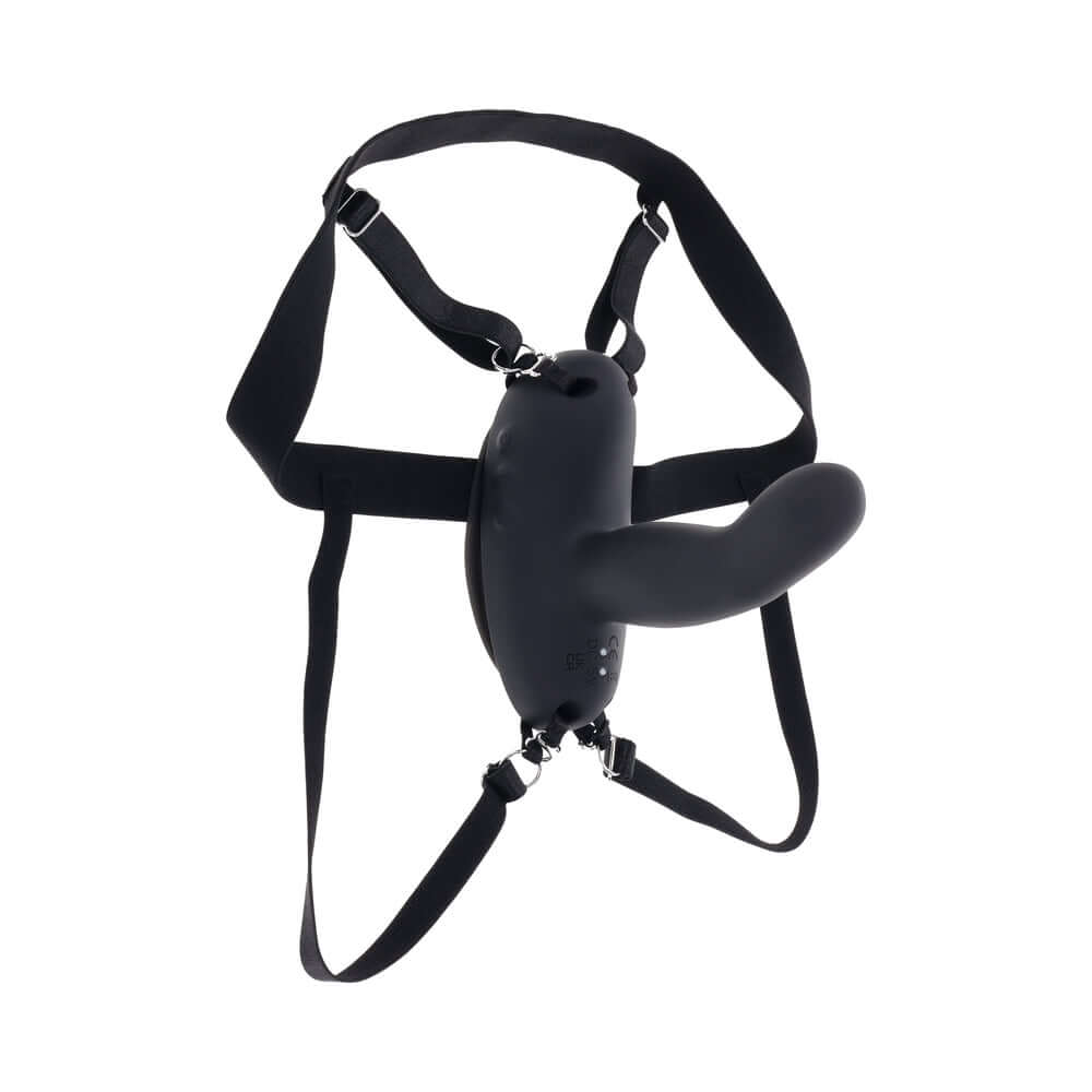 Evolved Come Closer G-spot Massager with Remote Black showing hands-free design and adjustable straps.