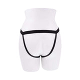 Evolved Come Closer G-spot Massager with Remote Black displayed on a mannequin with a black strap design.