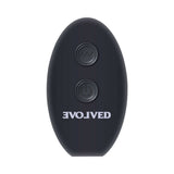 Evolved Come Closer G-spot Massager with Remote Black remote control top view on a white background.