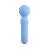 Iris Rechargeable Silicone Wand Blue with a smooth, ergonomic design for targeted stimulation in a soft blue hue.