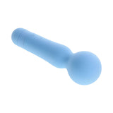 Iris Rechargeable Silicone Wand Blue on a white background, showcasing its ergonomic design and soft silicone finish.