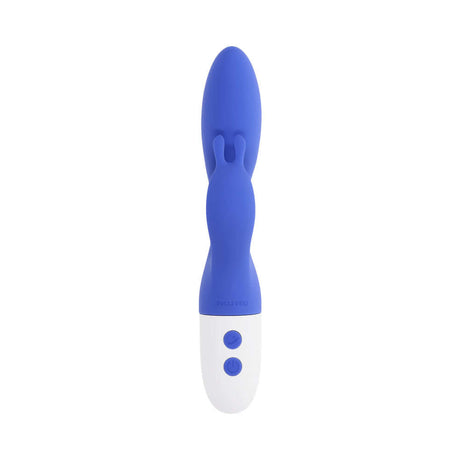 Evolved Funny Bunny Vibrator Blue showcasing its sleek design and soft silicone finish for ultimate pleasure.