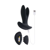Gender X Spread The Love Prostate Massager Black, featuring dual vibrating fingers and USB charging.
