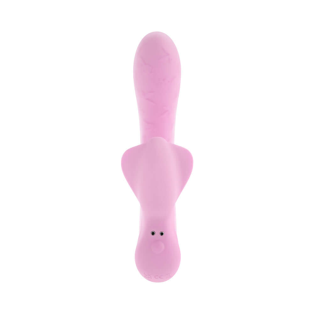 Playboy Pleasure Rabbit Party Vibrator Petal, pink silicone design for dual stimulation and realistic sensations.
