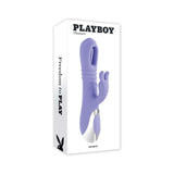 Playboy Tap Me In Rabbit Vibrator Lilac packaging showcasing its design and features for enhanced pleasure.