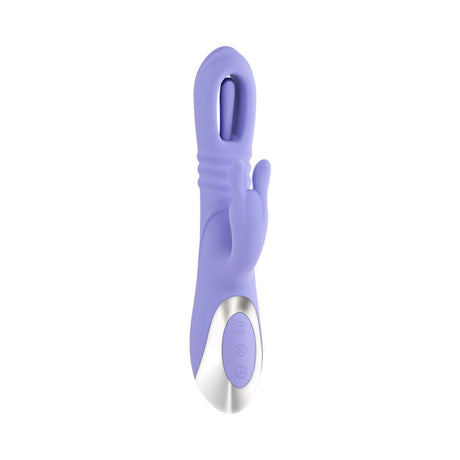 Playboy Tap Me In Rabbit Vibrator Lilac, purple dual-action vibrator designed for G-spot and clitoral stimulation.