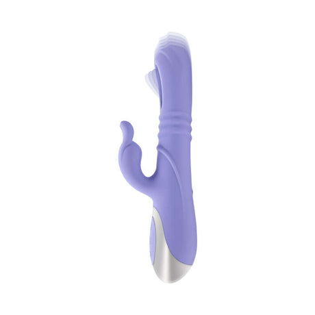 Playboy Tap Me In Rabbit Vibrator Lilac features dual-action G-spot and clitoral stimulation in a sleek design.