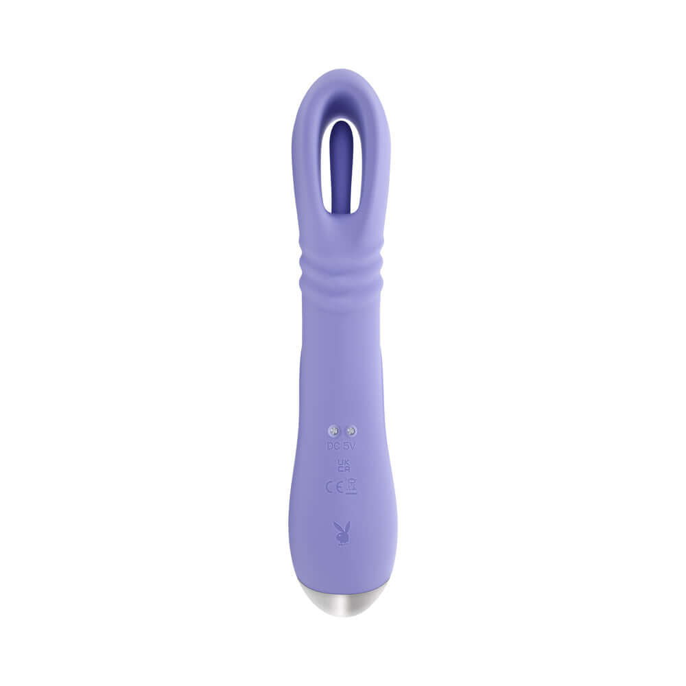 Playboy Tap Me In Rabbit Vibrator Lilac showcasing its sleek design and dual-action stimulation features.