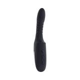 Playboy Overdrive Powerful Thrusting Vibrator in sleek black design with contoured shape and control button.