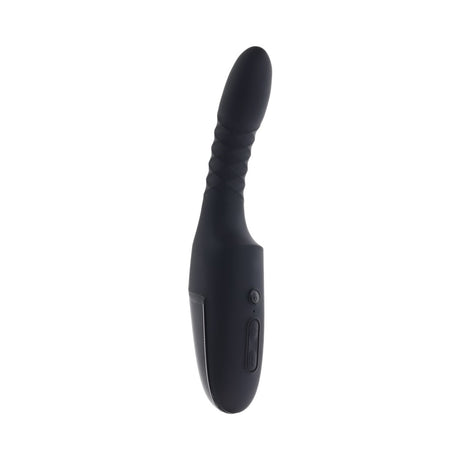 Playboy Overdrive Powerful Thrusting Vibrator in sleek black design with multiple vibration settings and thrusting motion.