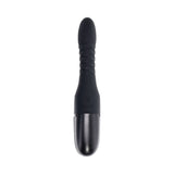 Playboy Overdrive Powerful Thrusting Vibrator in sleek black design with textured grip and smooth finish.