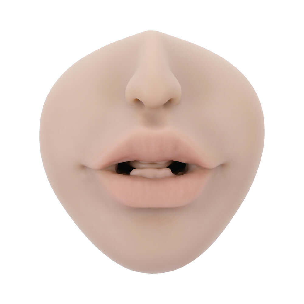 Zero Tolerance Riley Reid Movie and Realistic Kiss and Tell Stroker close-up of sculpted lips for ultimate pleasure.