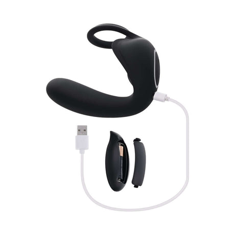 Zero Tolerance Ballin Out Black prostate massager with flexible wings and USB charging cable.