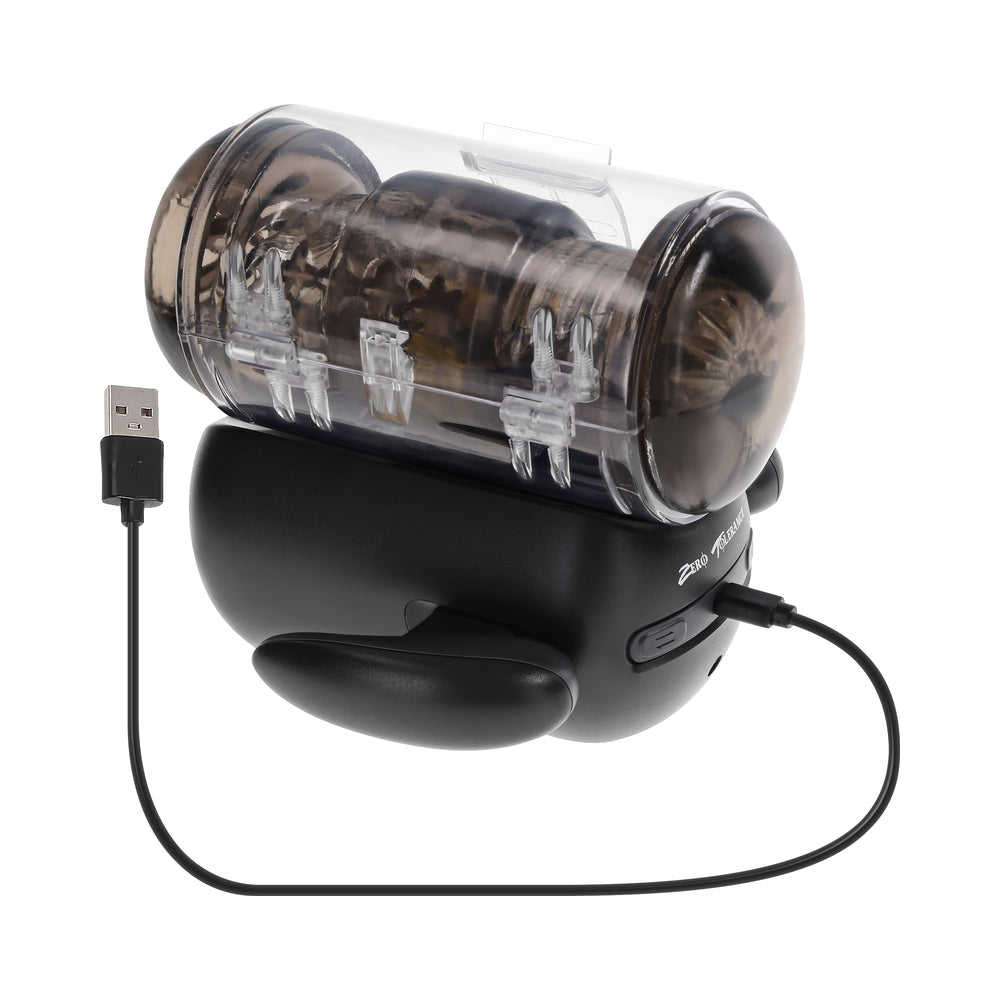 Zero Tolerance Hold Me Tight Stroker Black with USB charging feature for interactive pleasure.