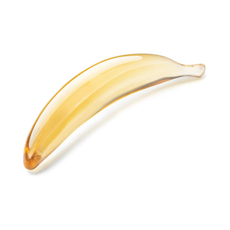 Glas Banana Joy 7 inches Glass Dildo, a playful and smooth handblown glass piece for intimate pleasure.