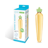 Glas Bunnys Secret 7.25 inches Glass Dildo showcased with packaging on a white background.