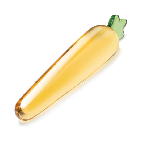 Glas Bunnys Secret 7.25 inches Glass Dildo designed as a playful carrot-shaped glass piece.