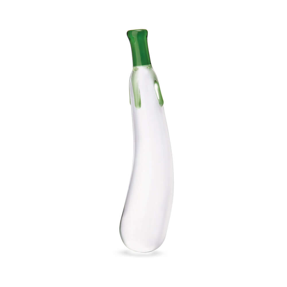 Glas Eggplant Ecstasy 7.25 inches Glass Dildo showcases a uniquely designed, handblown glass toy.