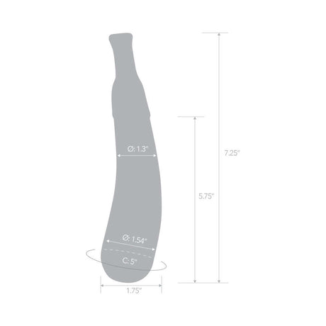 Glas Eggplant Ecstasy 7.25 inches Glass Dildo dimensions and measurements illustration.