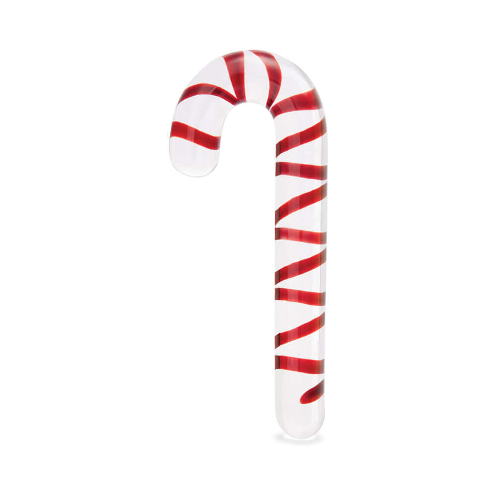 Glas Candy Cane Dream 7.5 inches Glass Dildo with festive red and white swirl design.