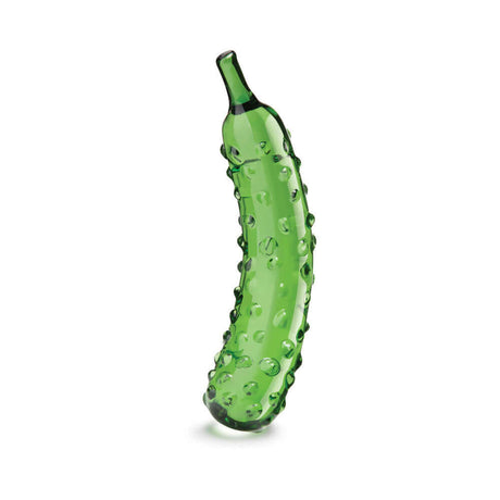 Glas Caressing Cucumber 8.25 inches Glass Dildo with textured surface and realistic cucumber design.