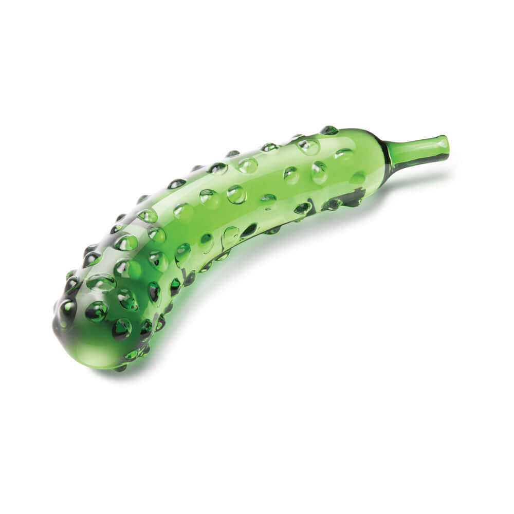 Glas Caressing Cucumber 8.25 inches Glass Dildo with textured surface and smooth body-safe finish.