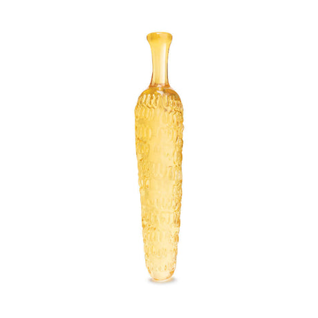 Glas Cornstar 8 inches Glass Dildo with a textured corn-on-the-cob shape in vibrant yellow color.